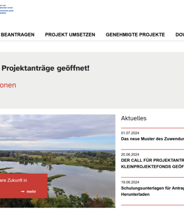 Screenshot Webseite Interreg 2024